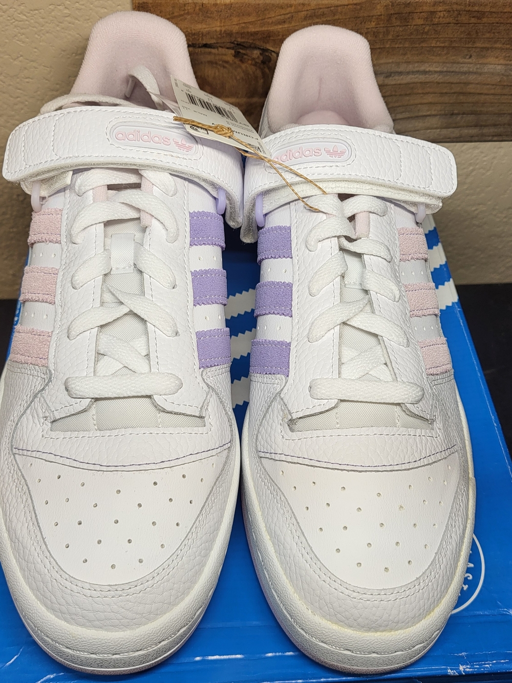 *NEW* Adidas Forum Low White/Pink/Purple Leather Shoes Size Men 11.5 Women 12.5
